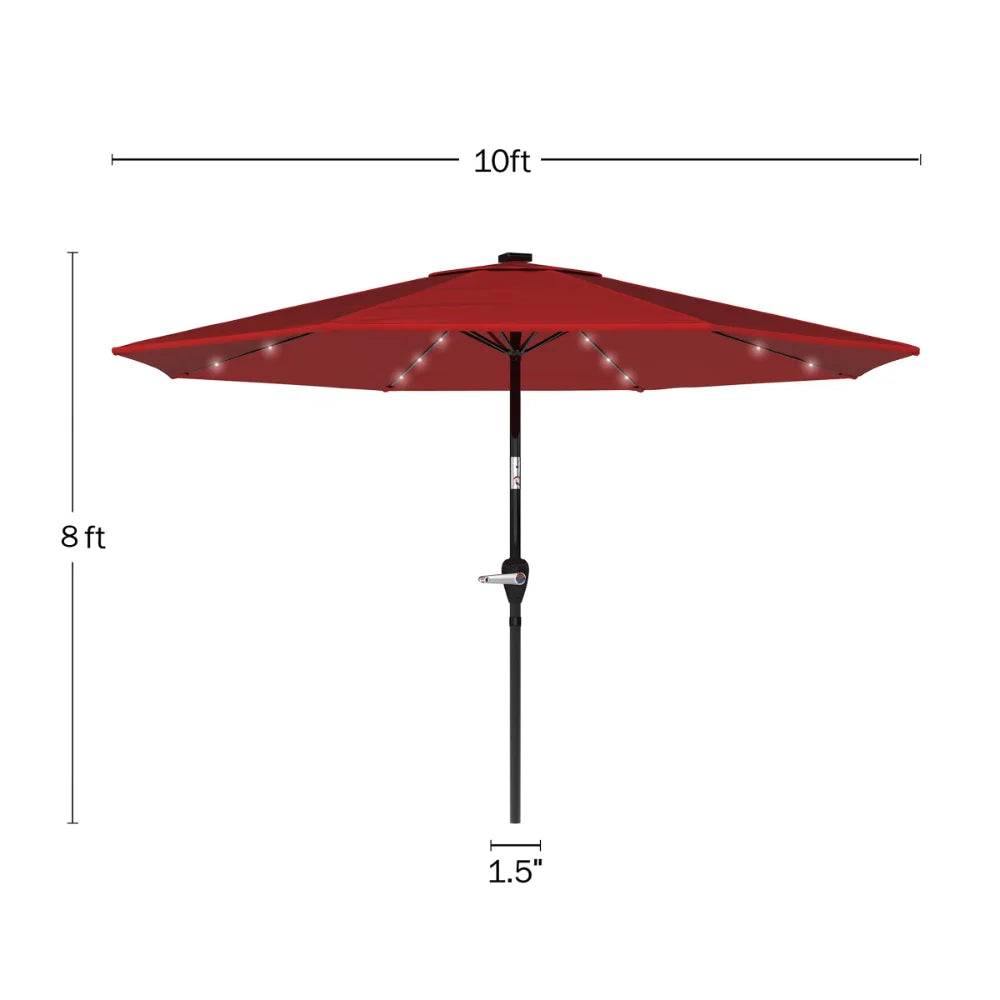 10 Foot Patio Umbrella with Solar LED Light,120.00 X 120.00 X 96.00 Inches