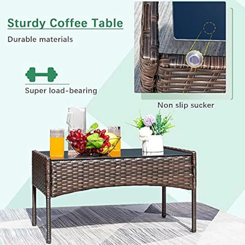 Greesum Patio Furniture 4 Pieces Outdoor Wicker Rattan Chairs