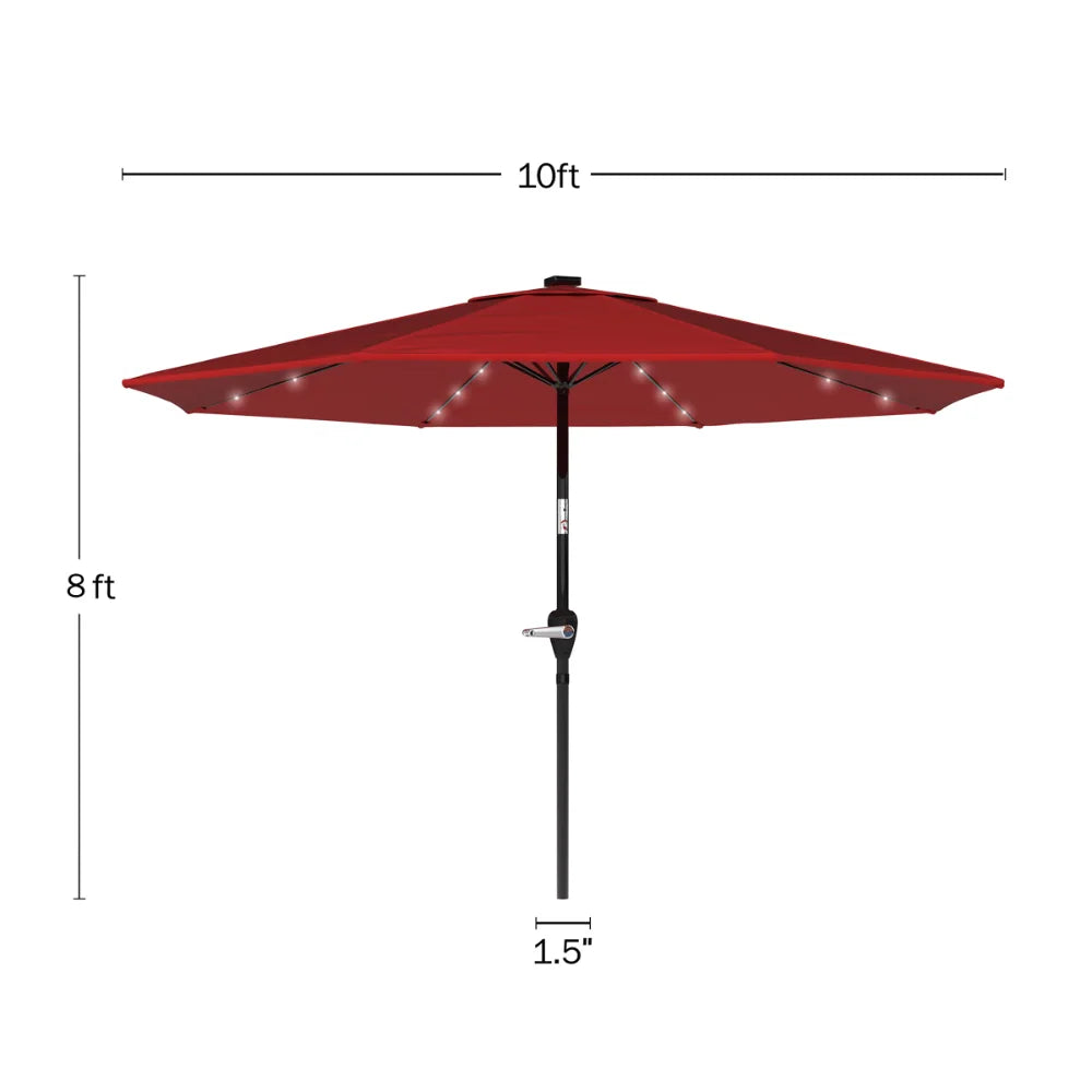 10 Foot Patio Umbrella with Solar LED Light，120.00 X 120.00 X 96.00 Inches