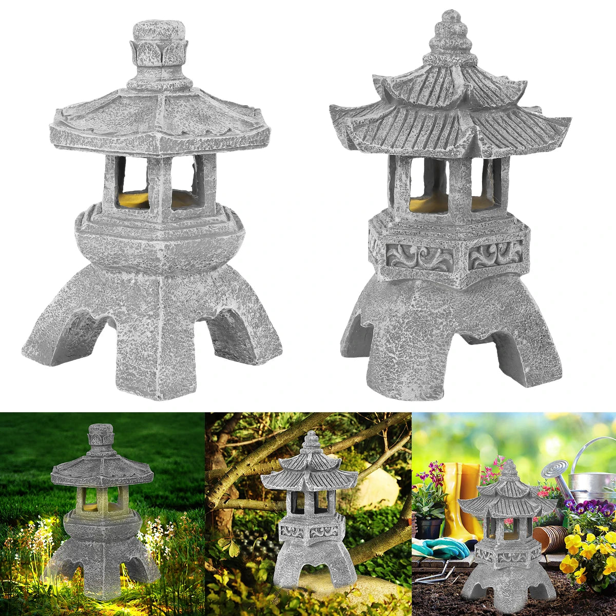 Solar Pagoda Lantern Waterproof Solar Stone Towel Light