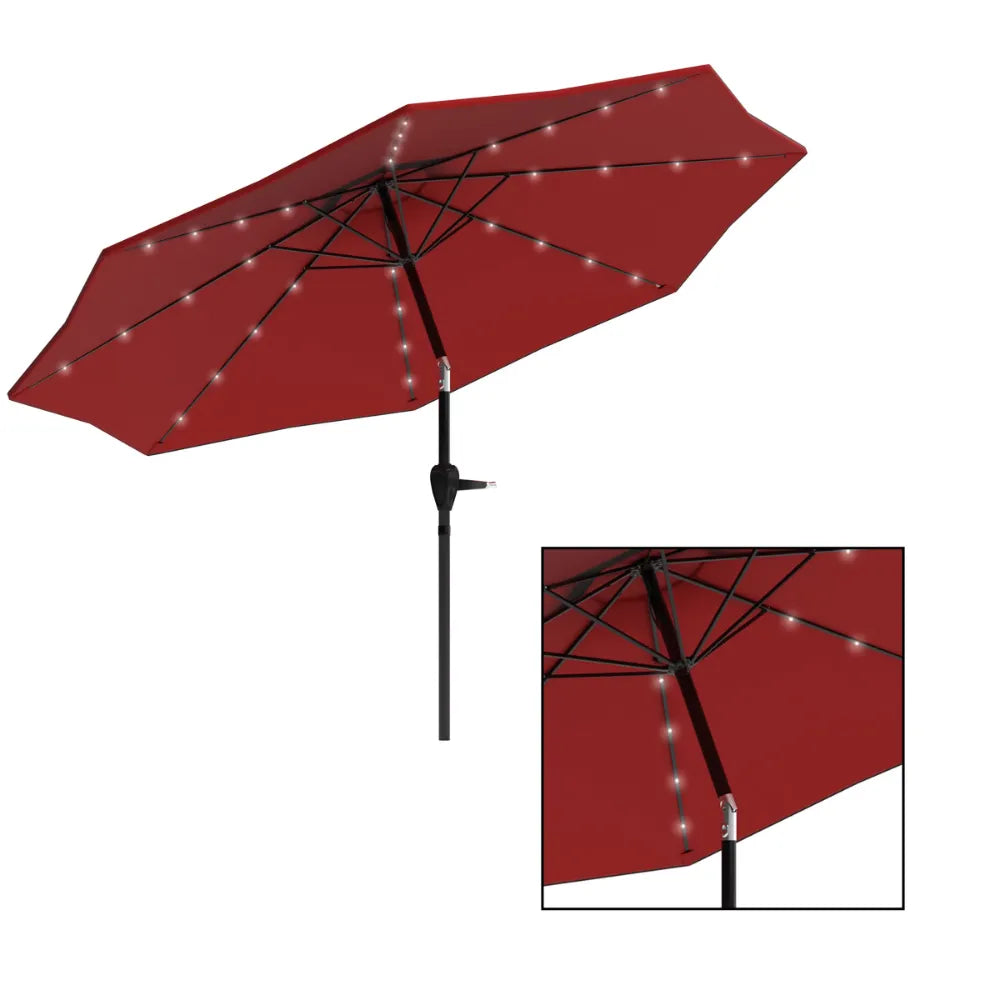 10 Foot Patio Umbrella with Solar LED Light，120.00 X 120.00 X 96.00 Inches