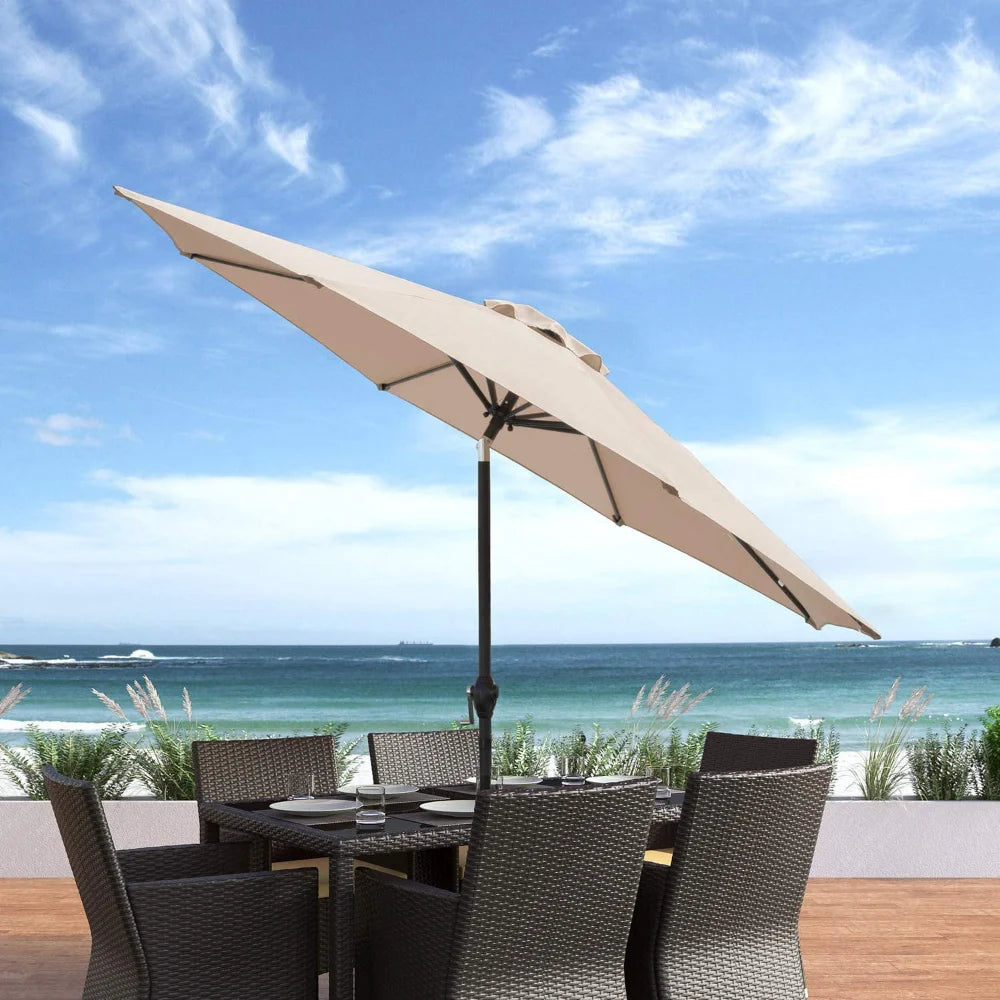 9 FT Market Patio Umbrella Outdoor with Tilt Adjustable,Beige