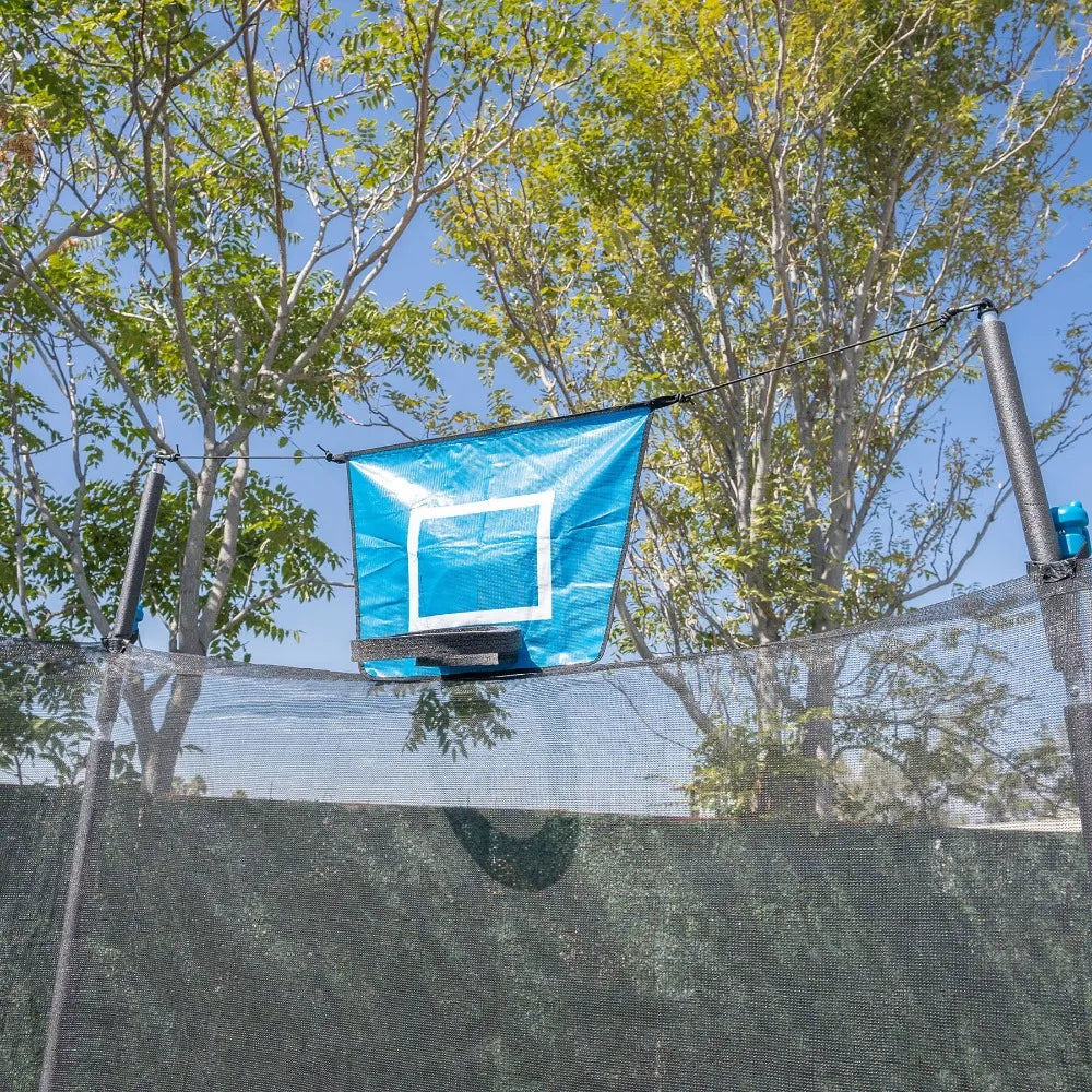 Blue Trampolines 14ft Trampoline And Enclosure With Basketball Hoop